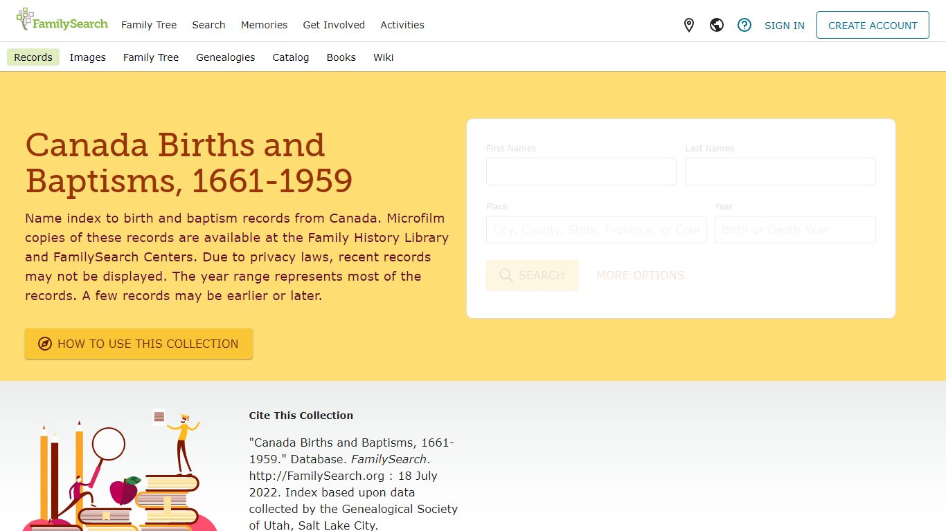 Canada Births and Baptisms, 1661-1959 • FamilySearch